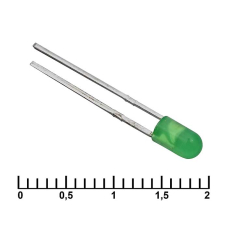 Светодиод RUICHI, 3 мм, 30 мКД, угол излучения 20 градусов, зелёный