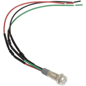 Индикатор антивандальный RUICHI GQ6WF-RG, двухцветный, точечный излучатель, 12-24 В, 15  мА, гибкие выводы, никелированная латунь