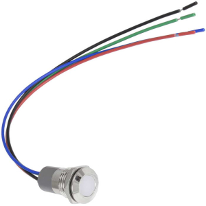 Индикатор антивандальный RUICHI GQ10WF-RG, трёхцветный, точечный излучатель, 12-24 В,   15  мА, гибкие выводы, никелированная латунь