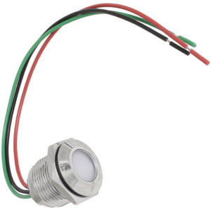 Индикатор антивандальный RUICHI GQ16WF-RG, двухцветный, точечный излучатель, 3-36 В, 15  мА, гибкие выводы, никелированная латунь