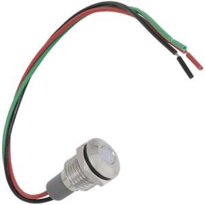 Индикатор антивандальный RUICHI GQ10WF-RG, двухцветный, точечный излучатель, 12-24 В,   15 мА, гибкие выводы, никелированная латунь