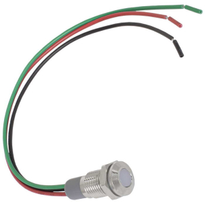 Индикатор антивандальный RUICHI GQ8WF-RG, двухцветный, точечный излучатель, 12-24 В,  15  мА, гибкие выводы, никелированная латунь