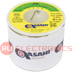 Припой Asahi SCS7 CLF5160, бессвинцовый, No Clean Core Wire, Sn/Cu0.7/Si, диаметр 0.8мм,  катушка 250г
