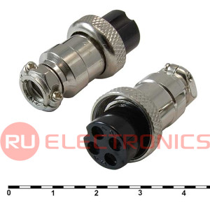 Разъём цилиндрический малогабаритный RUICHI GX16M-4A, 4 контакта
