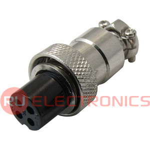 Разъём цилиндрический малогабаритный RUICHI GX12M-4A, 4 контакта