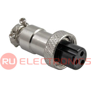 Разъём цилиндрический малогабаритный RUICHI GX12M-3A, 3 контакта