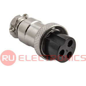 Разъём цилиндрический малогабаритный RUICHI GX16M-3A, 3 контакта