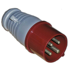 Вилка силовая переносная стандарта CEE RUICHI 014, 3Р+PE, 16 А, 220 В, IP44, цвет красный, корпус пластиковый