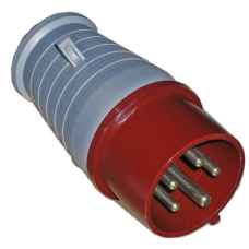 Вилка силовая переносная стандарта CEE RUICHI 015, 3Р+PЕ+N, 16 А, 380 В, IP44, цвет красный, корпус пластиковый