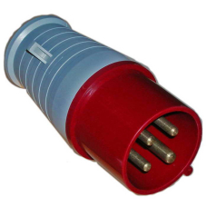 Вилка силовая переносная стандарта CEE RUICHI 024, 3Р+PЕ, 32 А, 220 В, IP44, цвет красный, корпус пластиковый