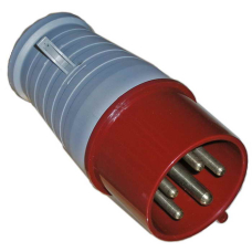 Вилка силовая переносная стандарта CEE RUICHI 025, 3Р+PЕ+N, 32 А, 220 В, IP44, цвет красный, корпус пластиковый