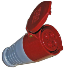 Розетка силовая переносная стандарта CEE RUICHI 214, 3Р+PЕ, 16 А, 380 В, IP44, цвет красный, корпус пластиковый с крышкой