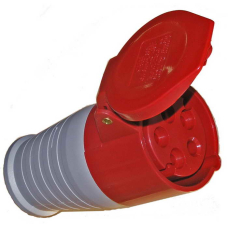 Розетка силовая переносная стандарта CEE RUICHI 215, 3Р+PЕ+N, 16 А, 380 В, IP44, цвет красный, корпус пластиковый с крышкой