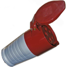 Розетка силовая переносная стандарта CEE RUICHI 225, 3Р+PЕ+N, 32 А, 380 В, IP44, цвет красный, корпус пластиковый с крышкой