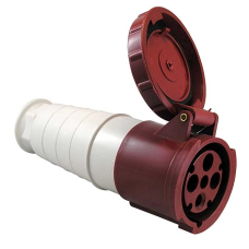 Розетка силовая переносная стандарта CEE RUICHI 2341, 3Р+PЕ, 63 А, 380 В, IP44, цвет красный, корпус пластиковый с герметичной закрывающейся крышкой