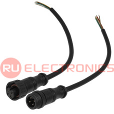 Разъемы герметичные кабельные (штекер-гнездо) RUICHI BLHK16-4PB, 4 контакта, IP67, 5 А, 250 В, черные