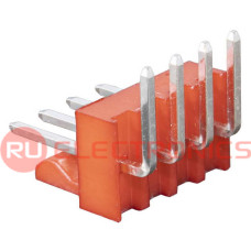 Штырь для платы RUICHI ТР-005-4, 4 контакта, шаг 2.54 мм, красный, угловой