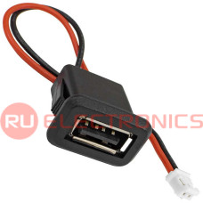 Разъём USB-2Pin-PH2.0 RUICHI, длина кабеля 110 мм, 2 контакта, 1.5 А, 30 В, корпус пластиковый черный