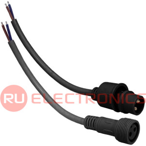 F-M сборка герметичная RUICHI, 2 контакта, длина 40 мм, диаметр 21.5 мм, сечение 2х0.3 мм2,   IP69, 250 В, ПВХ, резина, цвет белый