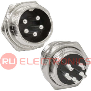 Разъём цилиндрический малогабаритный RUICHI GX16M-5B, 5 контактов