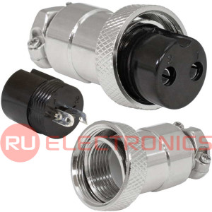 Разъём цилиндрический малогабаритный RUICHI GX20M-2A, 2 контакта