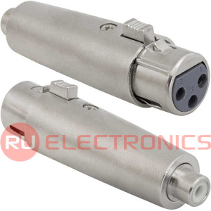 Переходник микрофонный RUICHI JD-489 XLR 3pin гнездо (мама)-RCA гнездо (мама), 48 В, -20...+50°C, цвет серый металлик