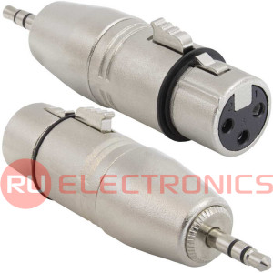 Переходник микрофонный RUICHI JD-486 XLR 3pin гнездо (мама)-mini Jack 3.5 штекер (папа), 48 В, -20...+50°C, цвет серый металлик