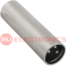 Соединитель микрофонный RUICHI JD-483 XLR 3pin штекер-штекер (папа-папа), 48 В, -20...+50°C, цвет серый металлик