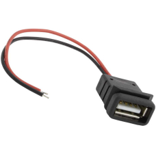 Разъём USB-2Pin-F RUICHI, длина кабеля 100 мм, 2 контакта, 5 А, 5 В, корпус пластиковый черный