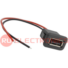Разъём USB-2Pin RUICHI, длина кабеля 100 мм, 2 контакта, 5 А, 5 В, корпус пластиковый черный