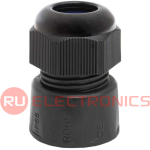 Герметичный ввод RUICHI, M25x1.5 мм, IP68, диаметр кабеля до 8 мм, -40...+85 °C, корпус нейлон PA66, черный