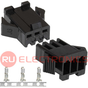 Разъем питания низковольтный RUICHI SM-3F 2.54mm + Terminal, гнездо, с контактами