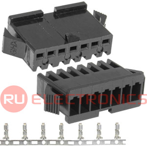 Разъем питания низковольтный RUICHI SM-7F 2.54mm + Terminal, гнездо, с контактами