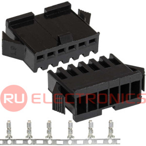 Разъем питания низковольтный RUICHI SM-6F 2.54mm + Terminal, гнездо, с контактами