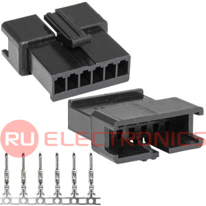 Разъем питания низковольтный RUICHI SM-6M 2.54mm + Terminal, вилка, с контактами