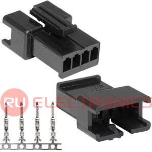 Разъем питания низковольтный RUICHI SM-4M 2.54mm + Terminal, вилка, с контактами