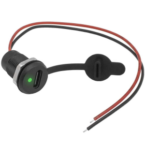 Разъём TYPE-C-2Pin-LED RUICHI, длина кабеля 155 мм, 2 контакта под пайку, 5 А, 5 В, с  колпачком, LED индикация