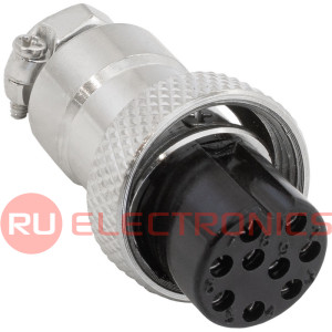 Разъём цилиндрический малогабаритный RUICHI GX16M-9A, 9 контактов