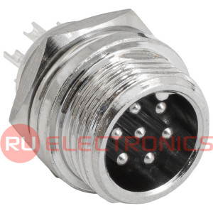 Разъём цилиндрический малогабаритный RUICHI GX12M-7B, 7 контактов