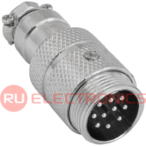 Разъём цилиндрический малогабаритный RUICHI GX16M-10, 10 контактов