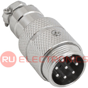 Разъём цилиндрический малогабаритный RUICHI GX16M-8, 8 контактов