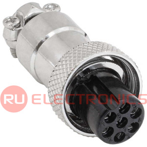 Разъём цилиндрический малогабаритный RUICHI GX12M-7A, 7 контактов