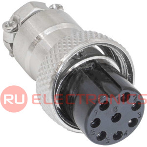 Разъём цилиндрический малогабаритный RUICHI GX16M-8A, 8 контактов