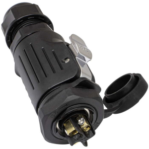 Герметичный разъем (комплект) RUICHI SF2011/P-4P, вилка (кабель) -розетка (панель), 4  контакта,  винтовой зажим, диаметр входящего кабеля 5-12 мм, IP67 черный