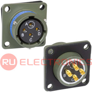 Разъём быстроразъёмный, блочная часть, гнездо, с байонетным соединением RUICHI SR18-12E-12-4SN, серия I, 4 контакта