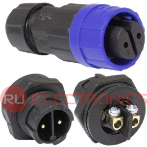 Герметичный разъем RUICHI, комплект, SP16S-2P-M-FB, кабель-блок, ip68, 2 pin, байонетное соединение
