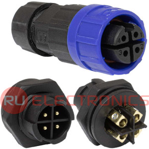 Герметичный разъем RUICHI, комплект, SP16S-4P-M-FB, кабель-блок, ip68, 4 pin, байонетное соединение