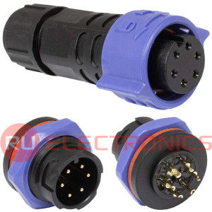 Комплект герметичных разъемов SZC, SZC16B-6P-M-FB, кабель-кабель, ip68, 6 pin, байонетное соединение