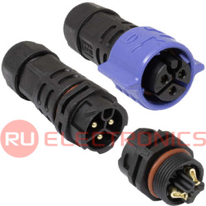 Комплект герметичных разъемов SZC, SZC20B-3P-F-M, кабель-кабель, ip68, 3 pin, байонетное соединение