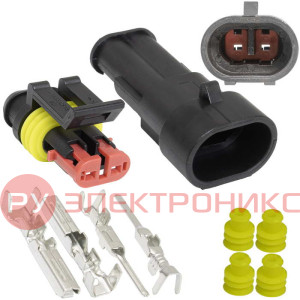 SuperSeal 1.5, 2PIN MF, RUICHI Комплект разъёмов, 24 В, 2 конт., IP66